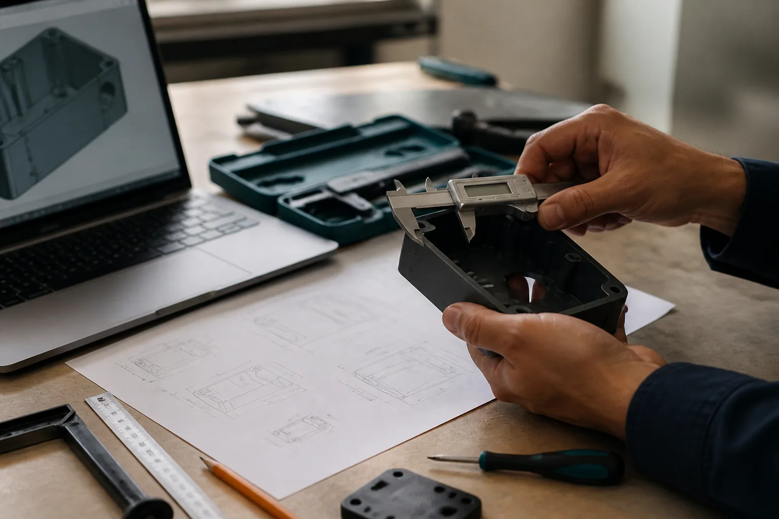 Evaluación dimensional de un componente durante un proceso de ingeniería
